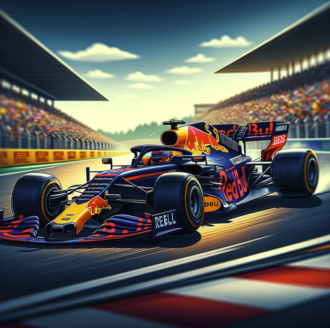 image featuring a Red Bull Formula 1 racing car as you requested. It captures the dynamic and competitive spirit of Formula 1 racing