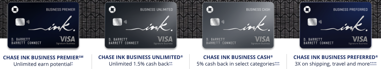 Chase Business Cards - Premier vs. Unlimited vs. Cash vs. Preferred