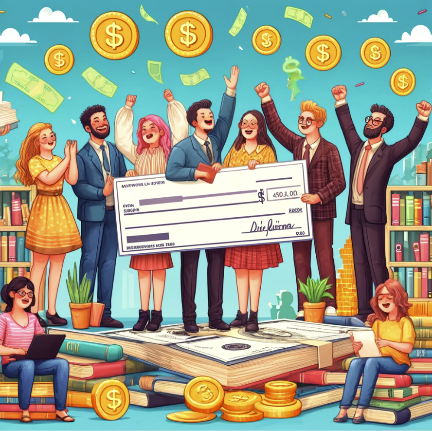 image depicting authors celebrating increased earnings from their books